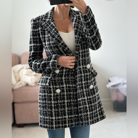 Ronny Kobo Lily Black and White Tweed Jacket / Dress Wool designer revolve nyfw - Picture 3 of 11